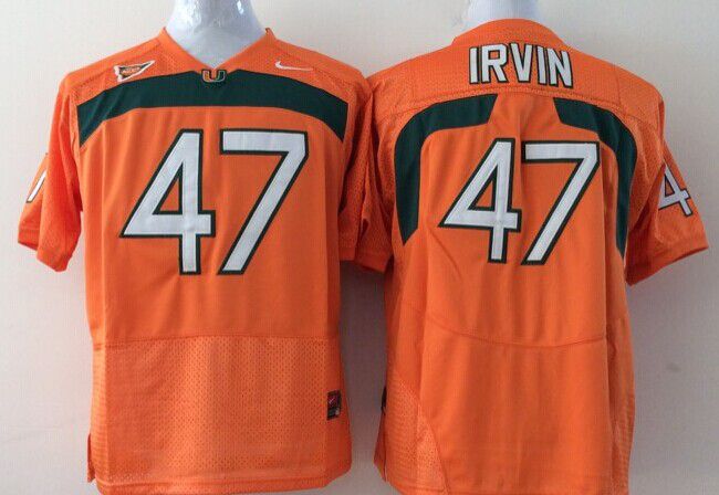 Men Miami Hurricanes #47 Irvin Orange 2025 NCAA Jersey->ncaa teams->NCAA Jersey